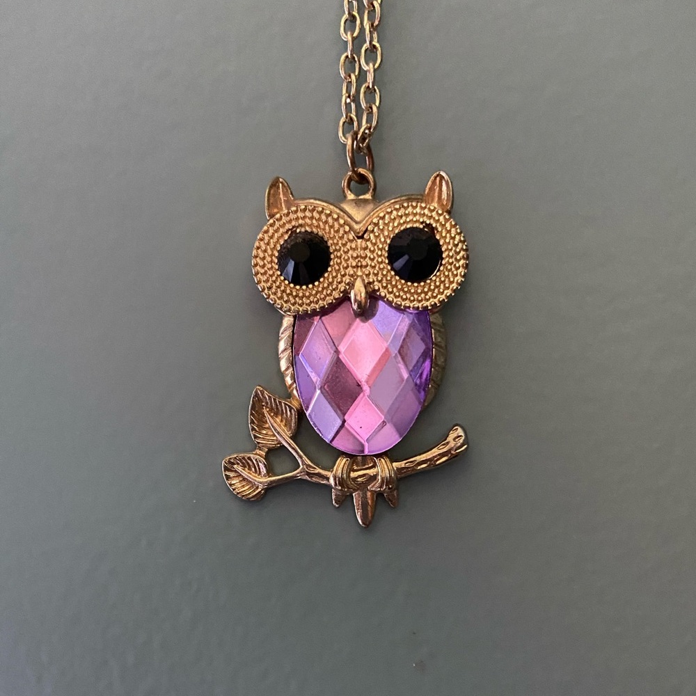 Long Owl Gold Necklace